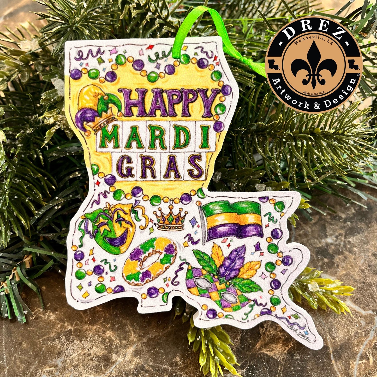 Louisiana Mardi Gras Ornament
