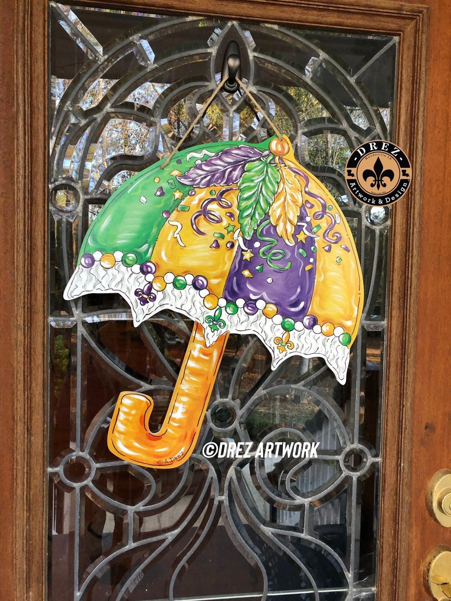 Mardi Gras Umbrella Door Hanger