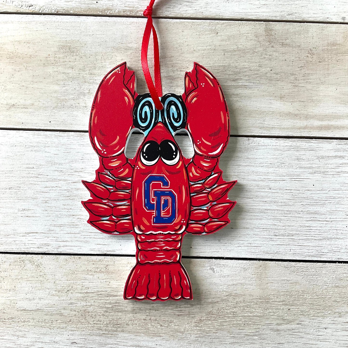 Country Day School Ornament, Christmas ornaments, New Orleans, Wholesale Available, Drez Artwork, School spirit, Gift Exchange, Crawfish
