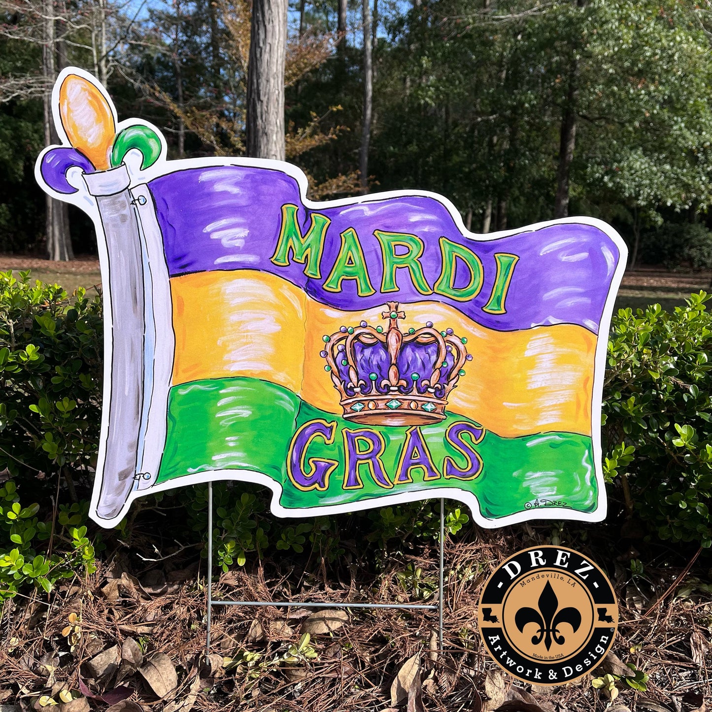 Mardi Gras Flag Yard Stake