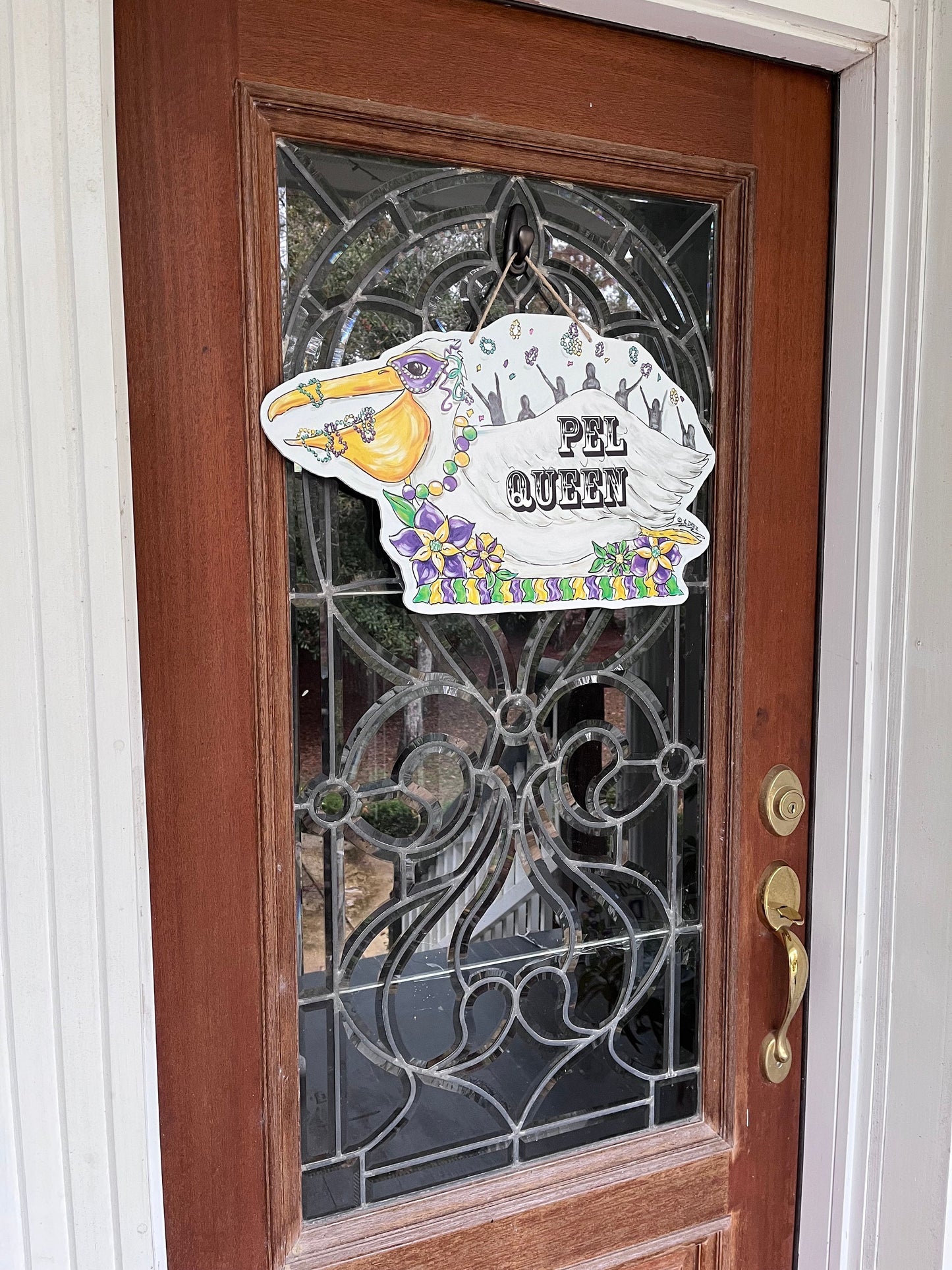 Mardi Gras Pelican Float Door Hanger
