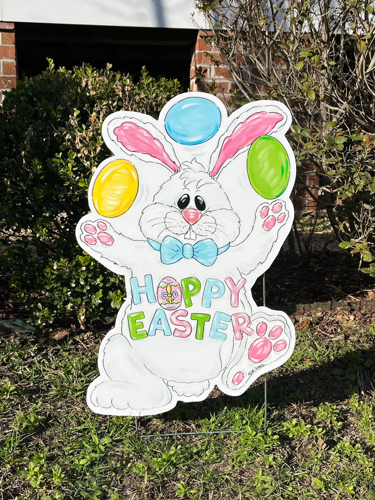 Easter Juggling Bunny Yard Stake
