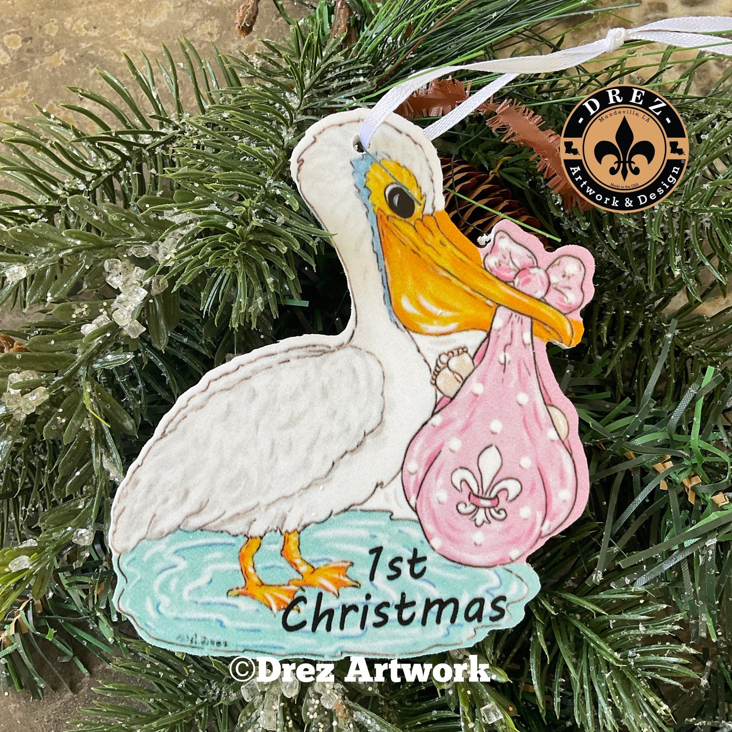 1st Christmas Baby Boy/Girl Pelican Ornament