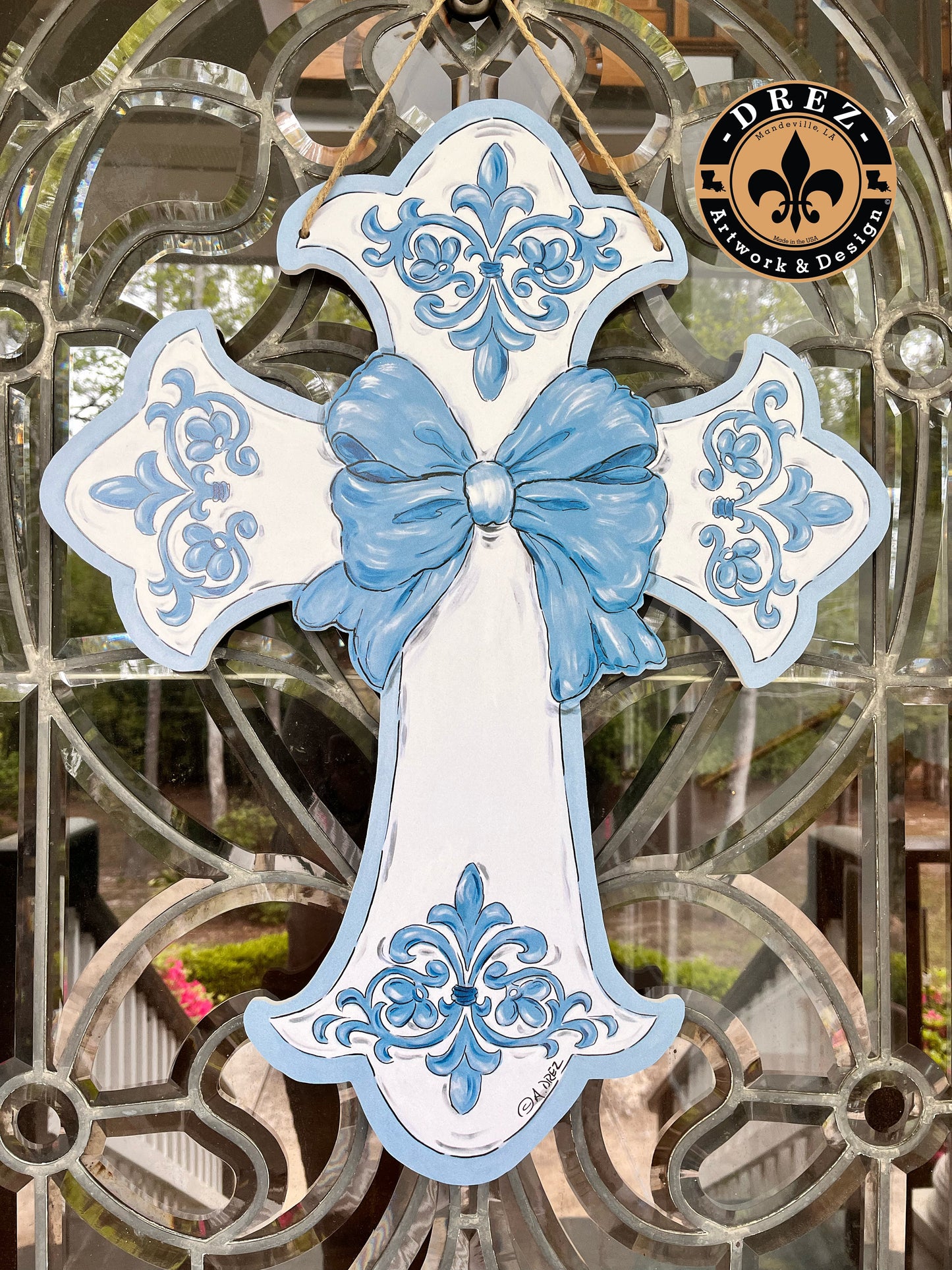 Baby Cross Blue Door Hanger
