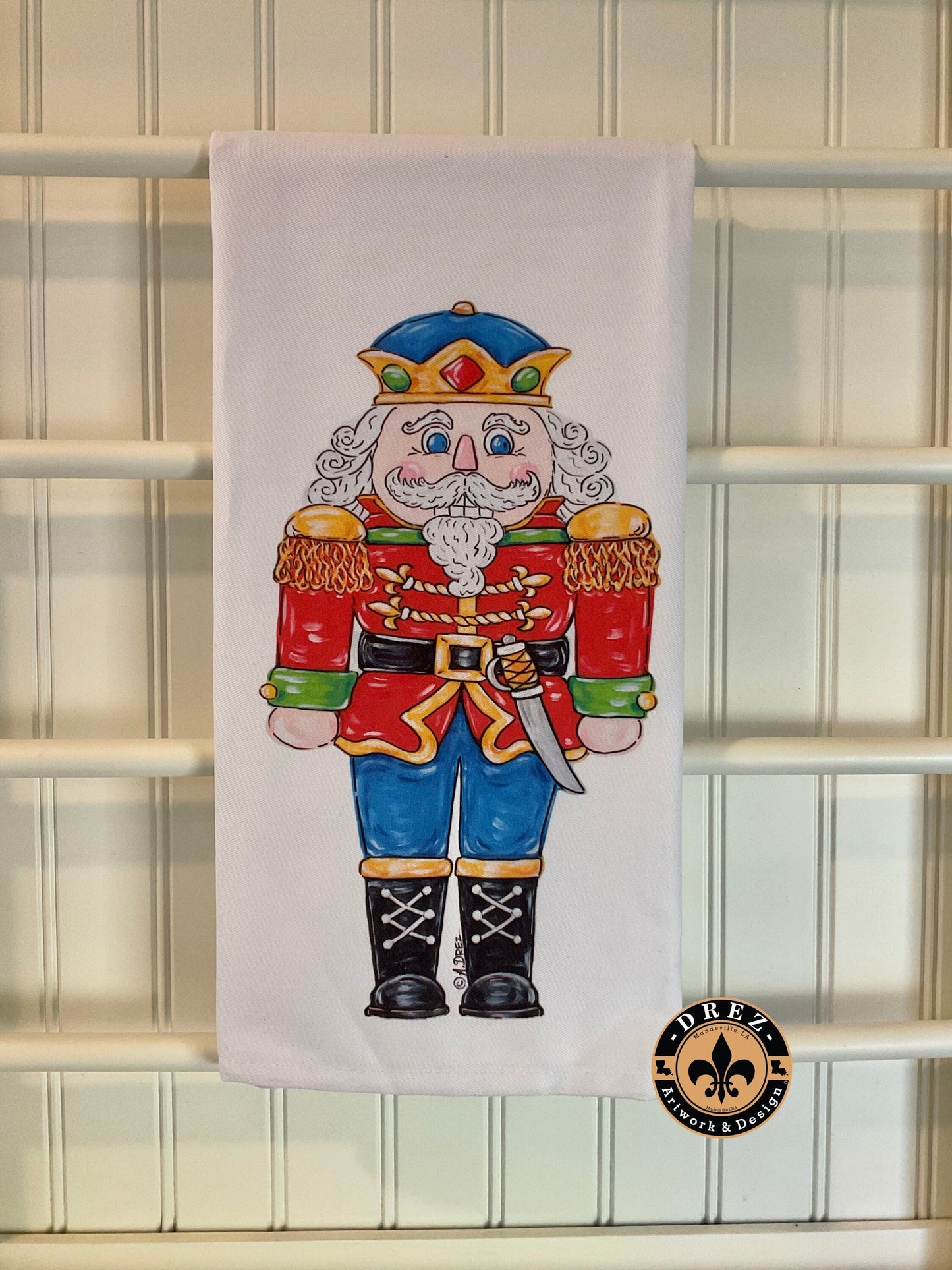 Nutcracker Tea Towel, Christmas, Dish Towel, Ballet, Nola Art, Louisiana, Wholesale Available, Drez Artwork, Christmas Gift,Cotton Tea Towel