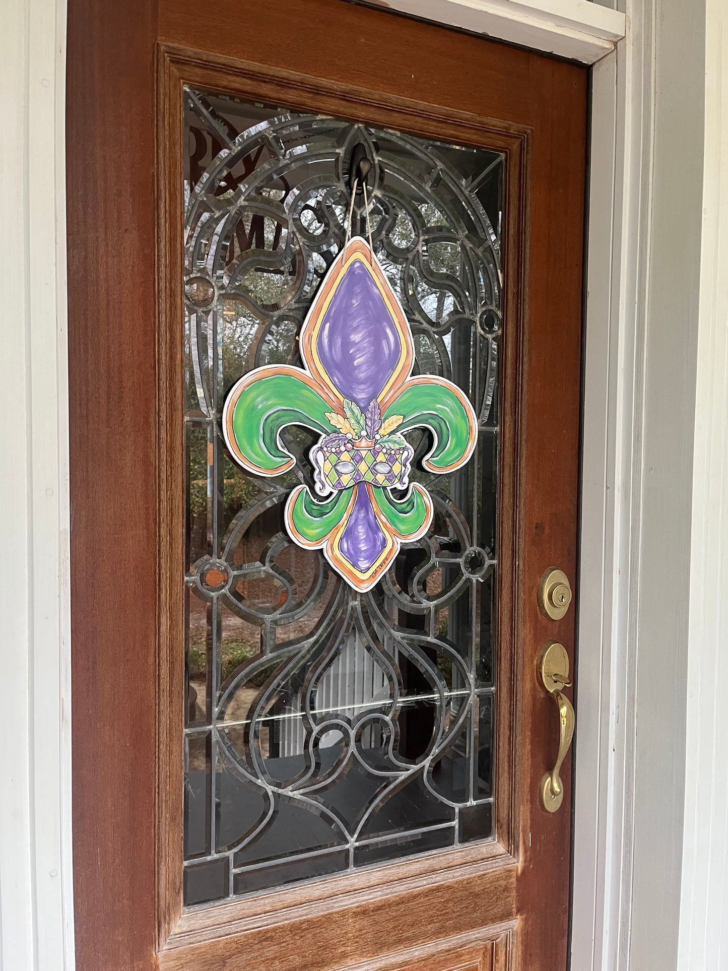 Mardi Gras FDL with Mask Door Hanger