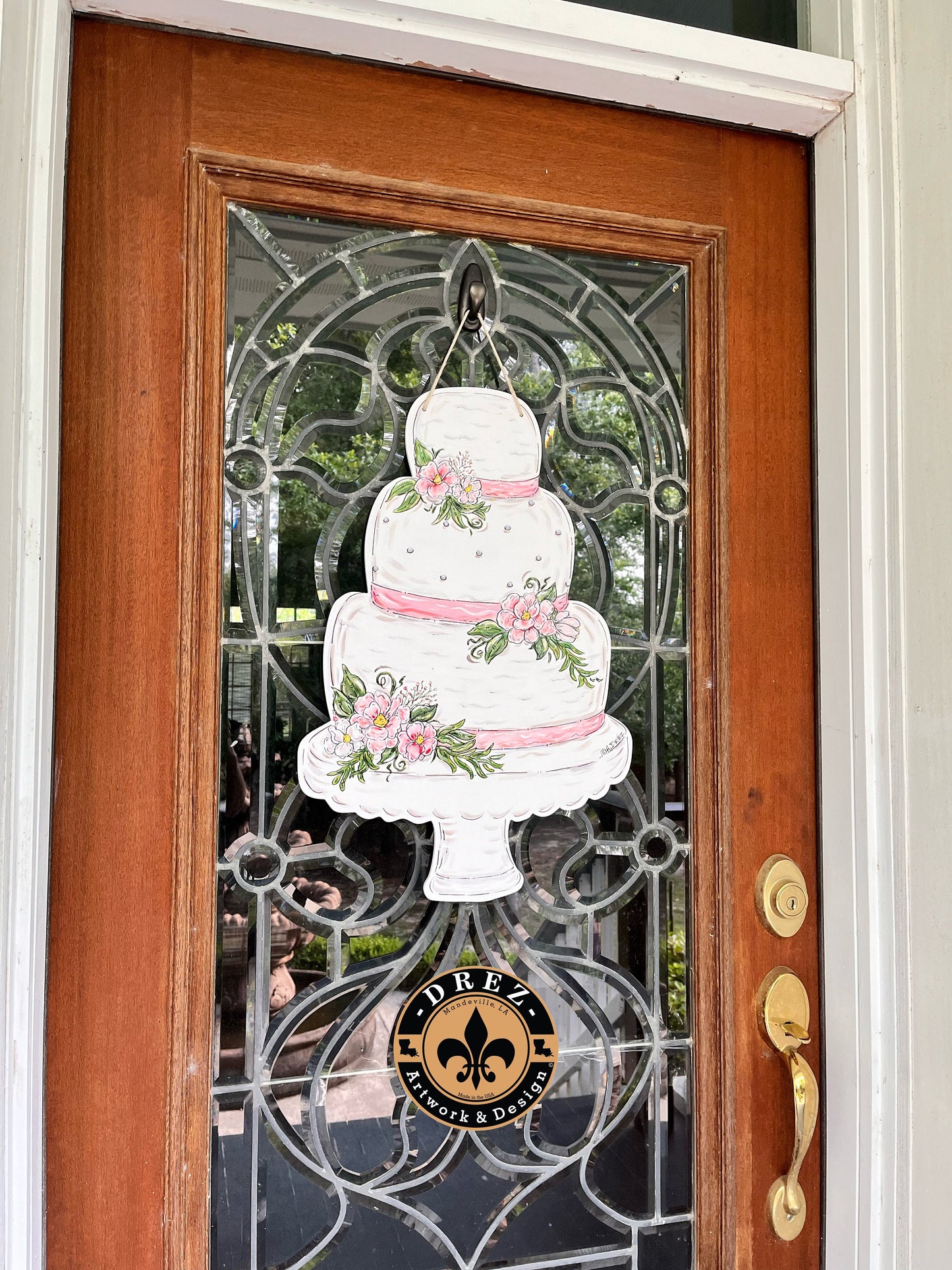 Cake Pink/White Door Hanger