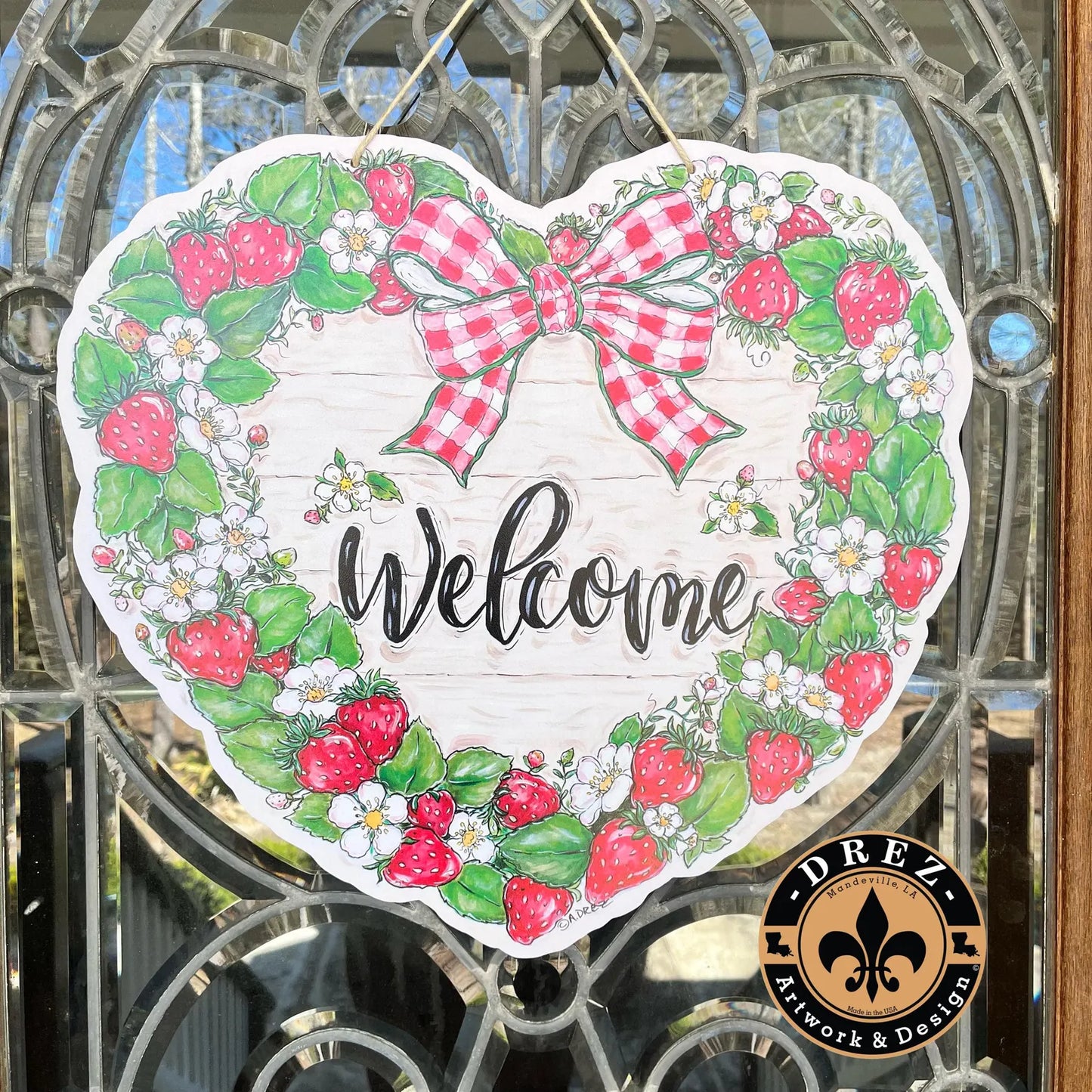 Strawberry Heart Wreath Door Hanger