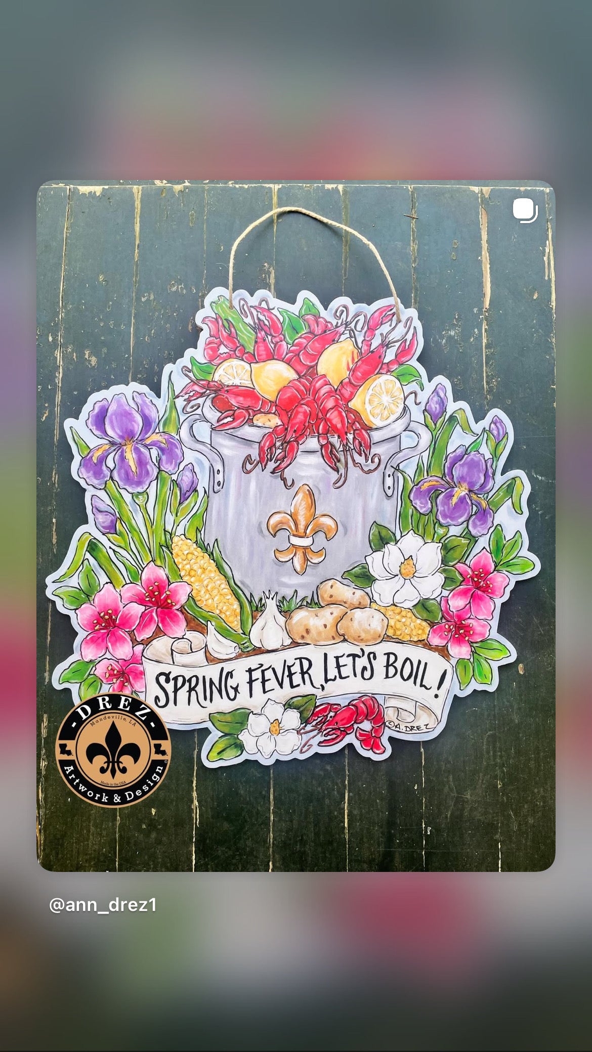 Crawfish Springtime Door Hanger