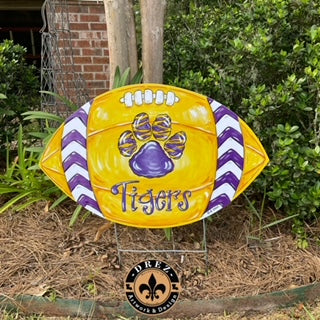 Football- Purple & Gold w/Wording Yard Stake