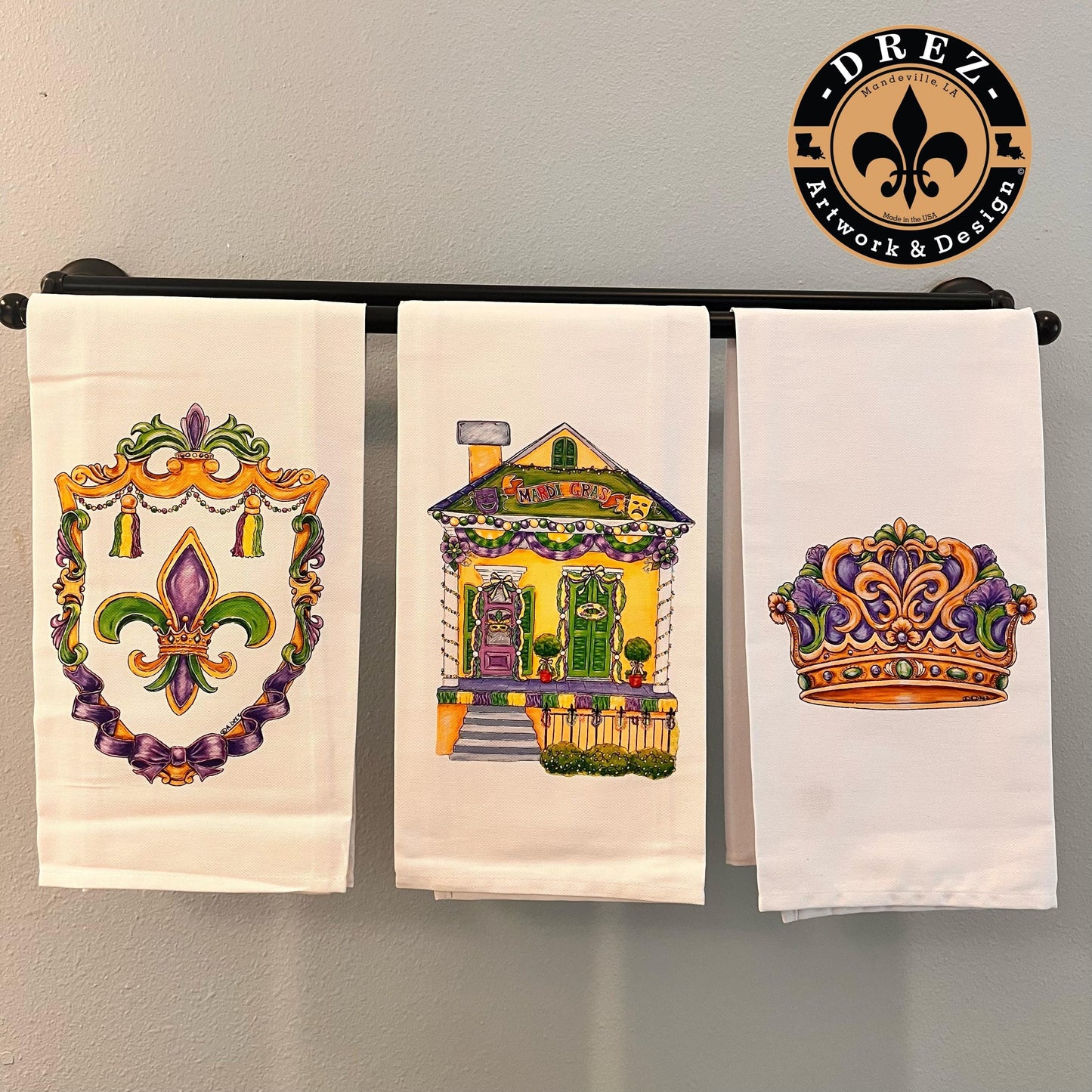 Mardi Gras House Tea Towel