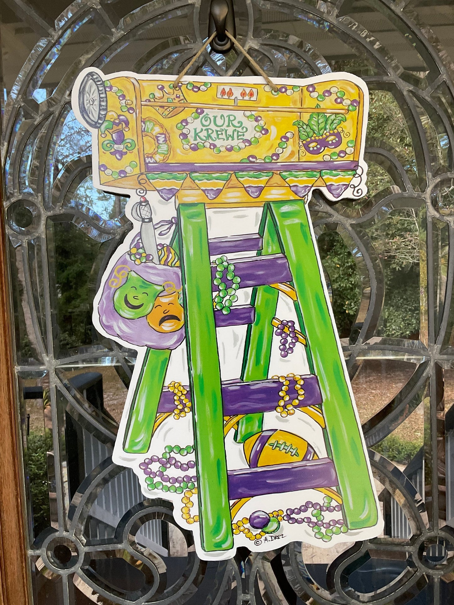 Mardi Gras Ladder Door Hanger