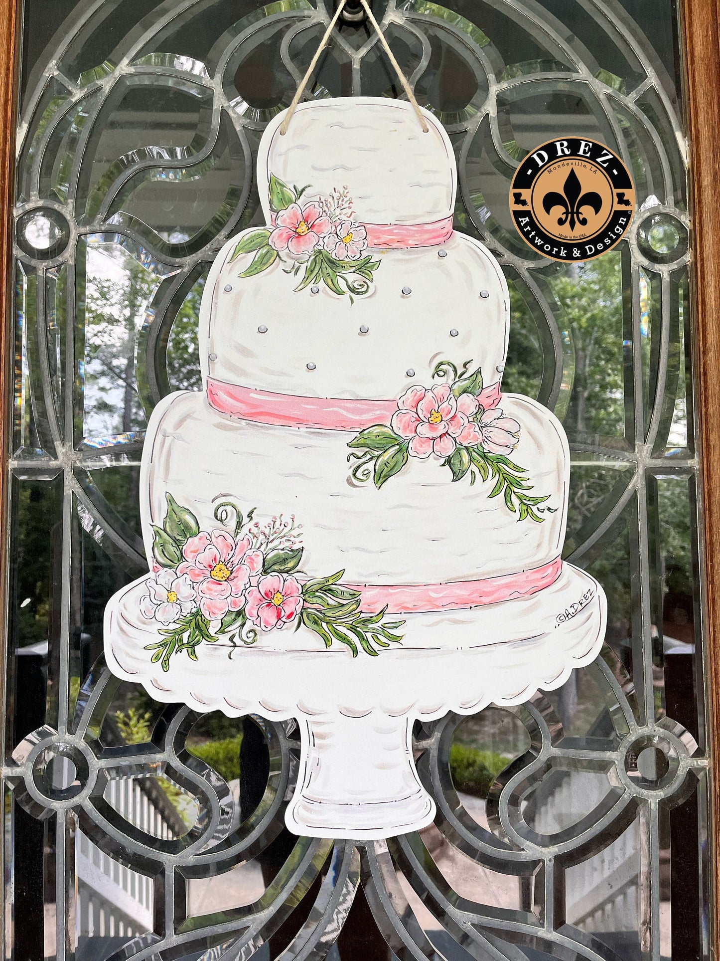 Cake Pink/White Door Hanger
