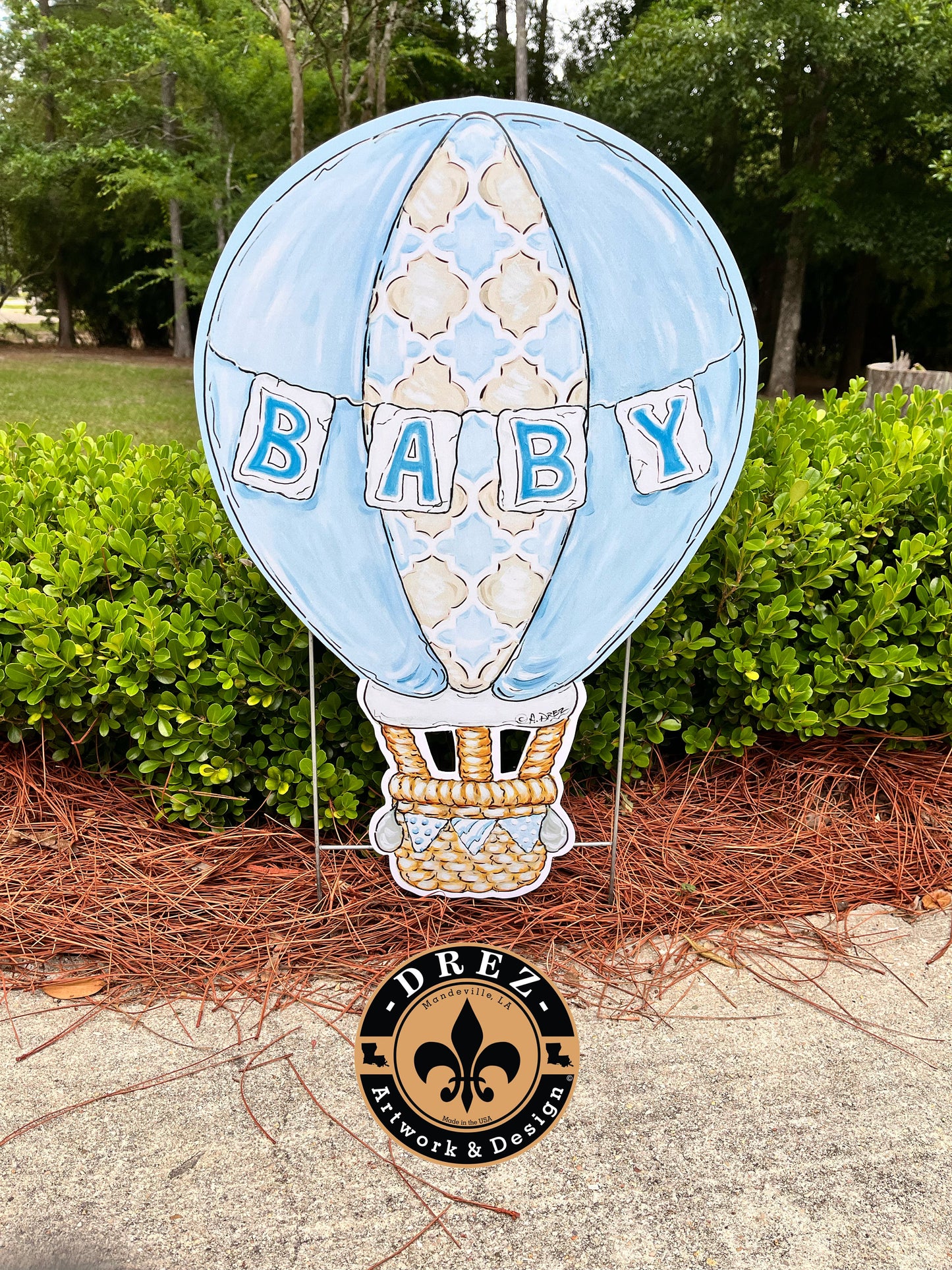 Baby Boy Hot Air Balloon Yard Stake