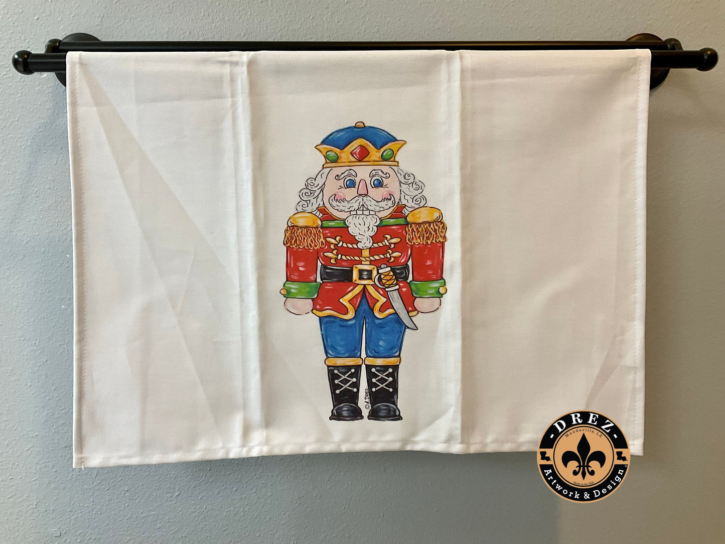 Nutcracker Tea Towel, Christmas, Dish Towel, Ballet, Nola Art, Louisiana, Wholesale Available, Drez Artwork, Christmas Gift,Cotton Tea Towel