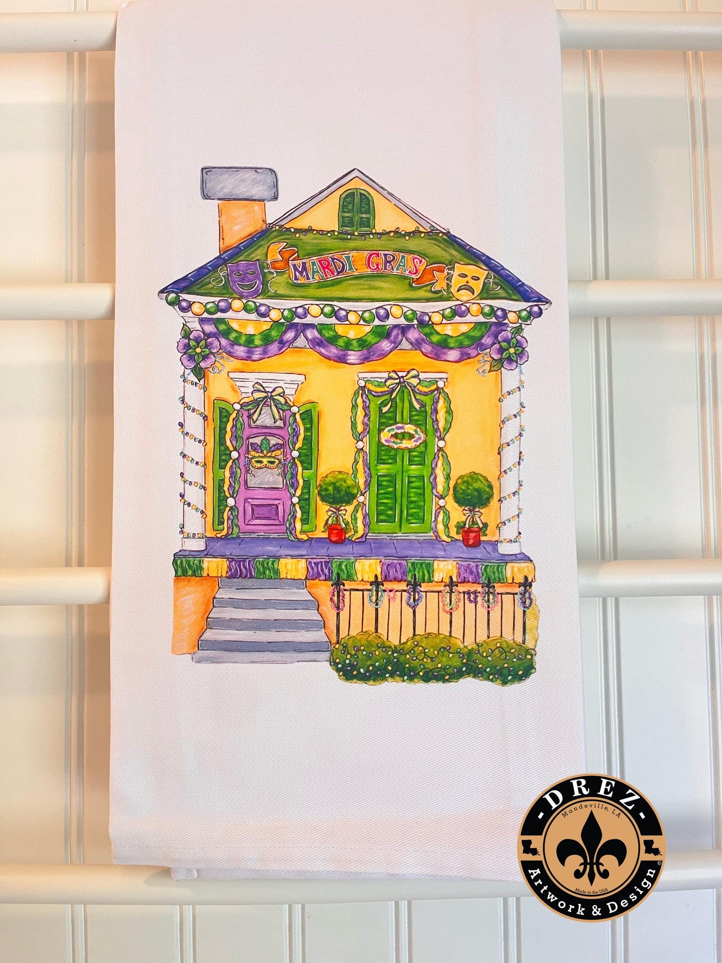 Mardi Gras House Tea Towel
