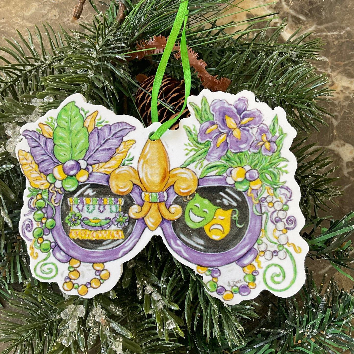 Mardi Gras Sunglasses Original Design Ornament