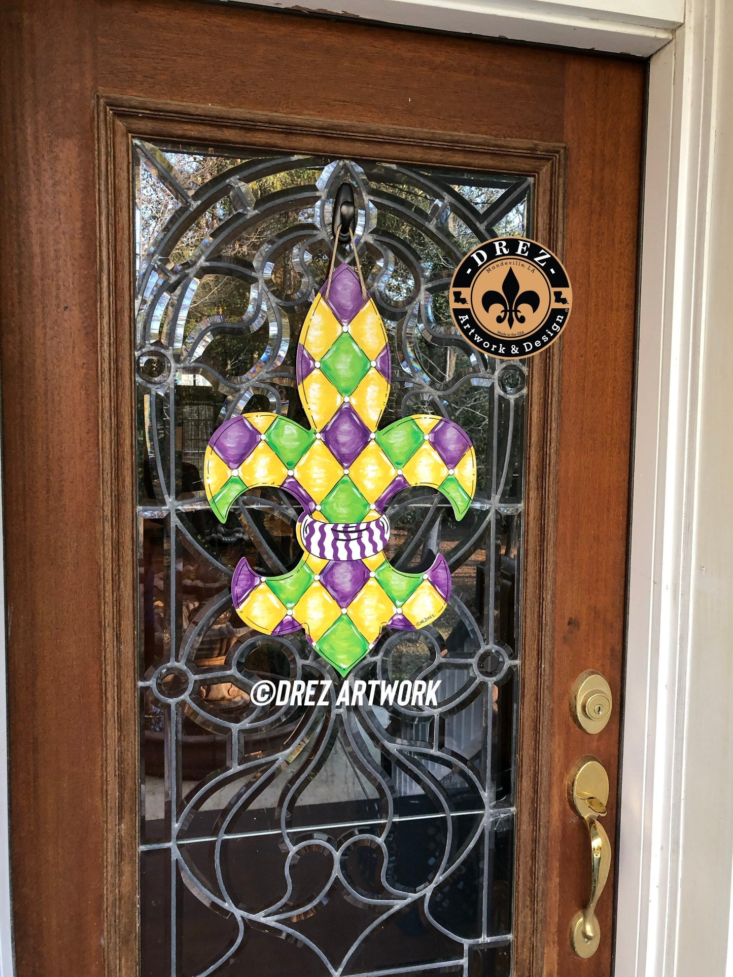 Mardi Gras Fleur De Lis Door Hanger