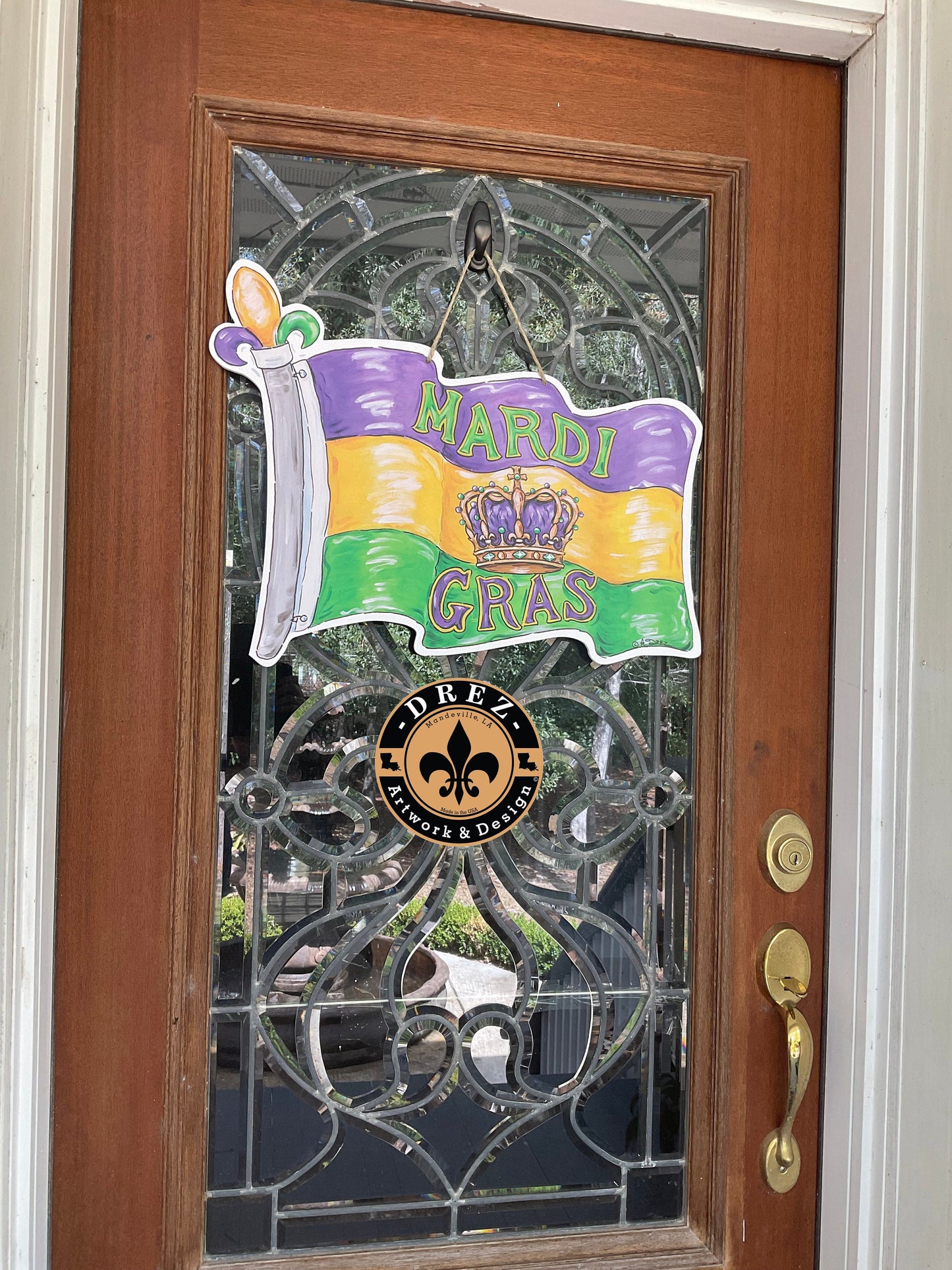 Mardi Gras Flag Door Hanger