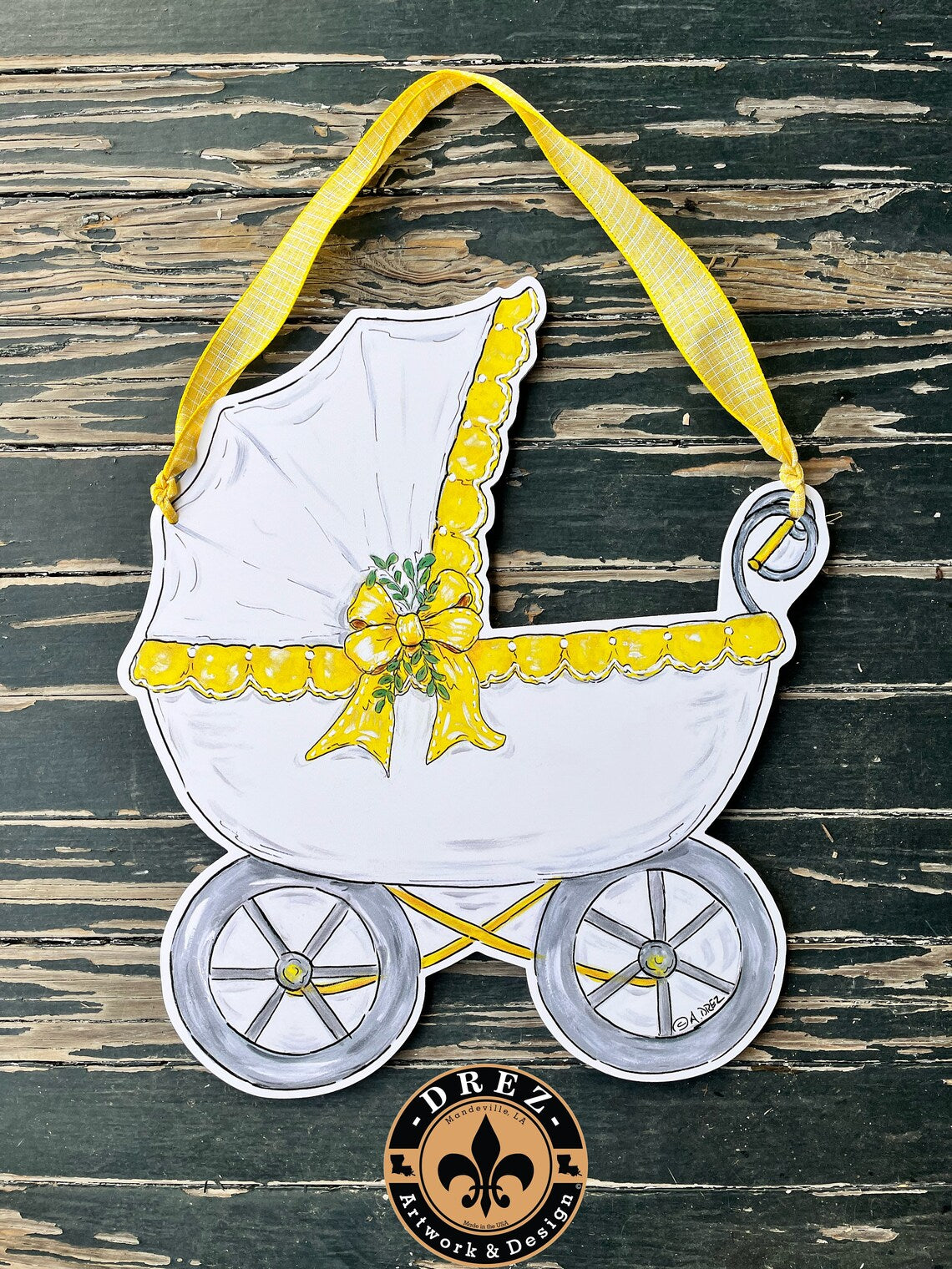 Baby Carriages Yellow/Blue/Pink Door Hanger