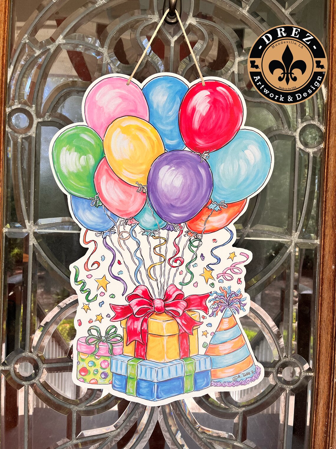 Balloon Collage Birthday Door Hanger