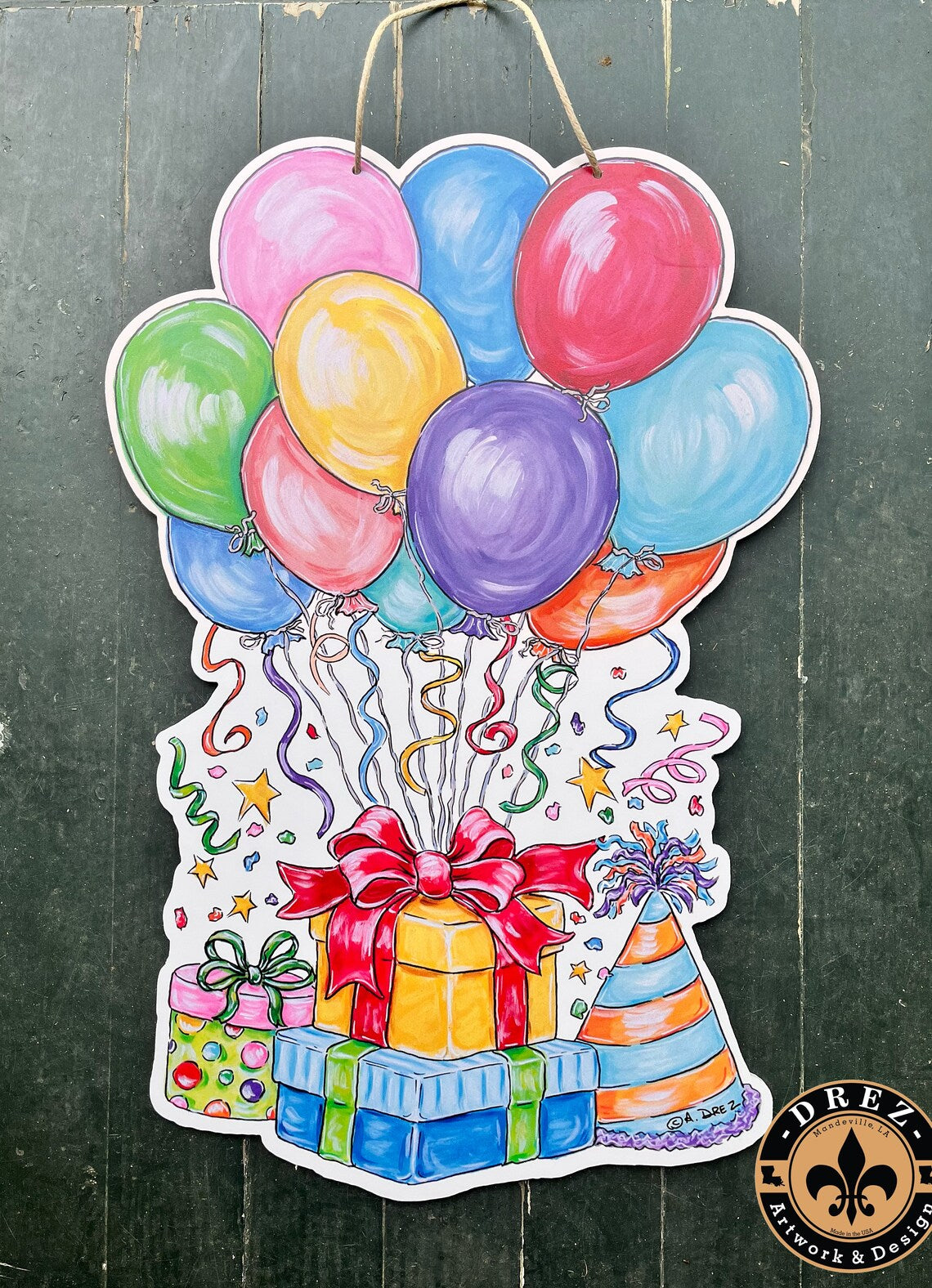 Balloon Collage Birthday Door Hanger