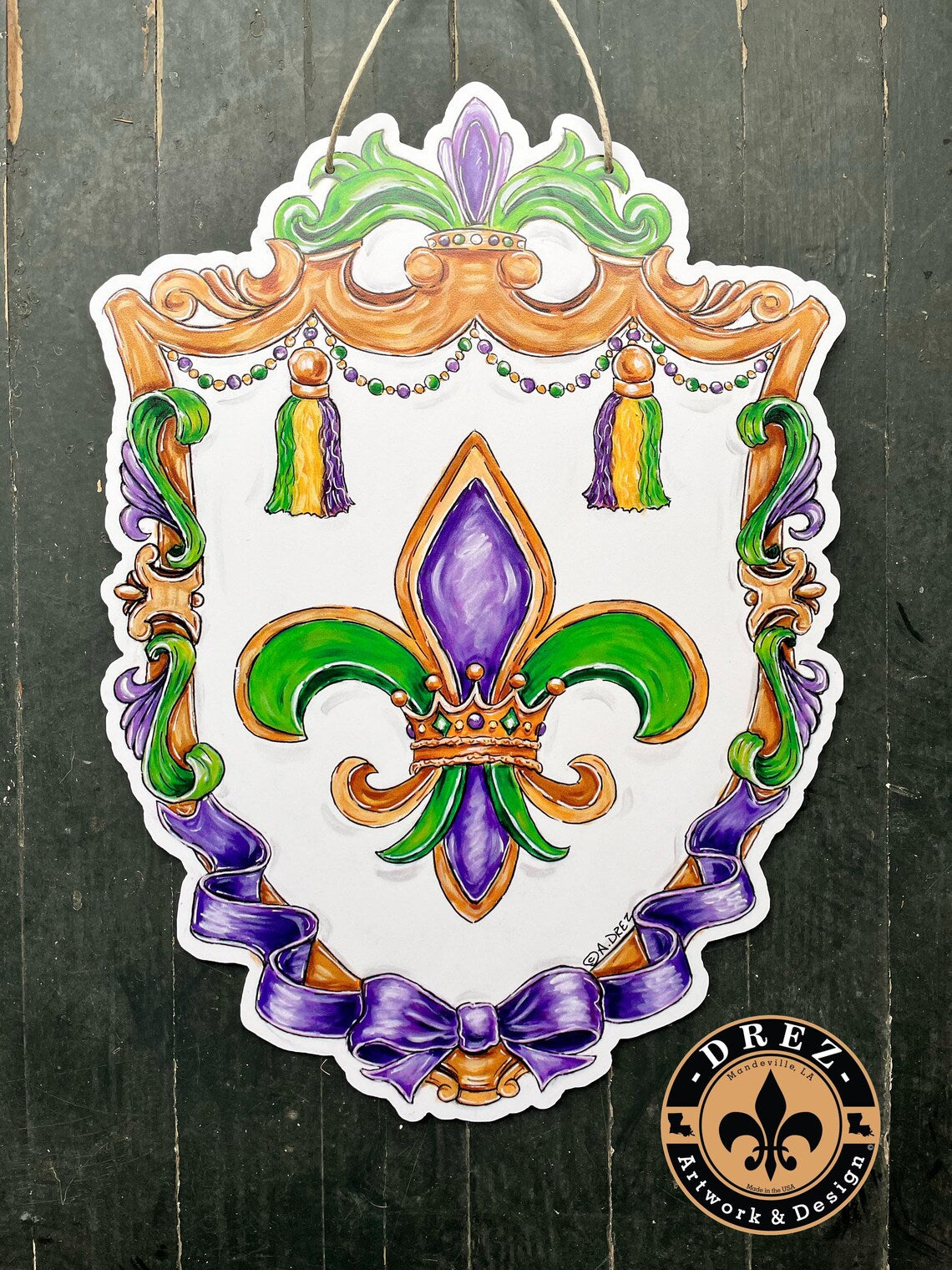 Mardi Gras Crest Door Hanger