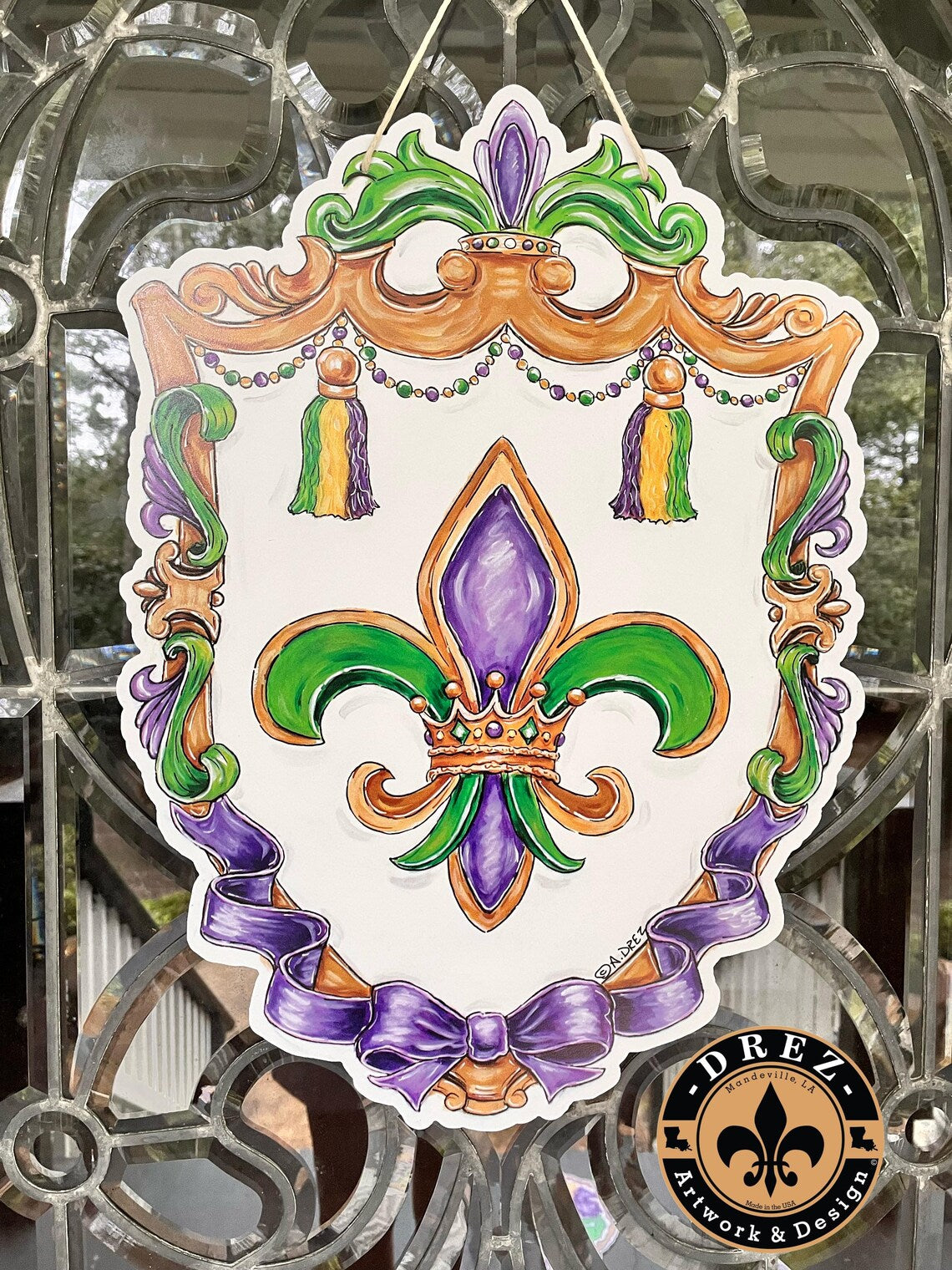 Mardi Gras Crest Door Hanger