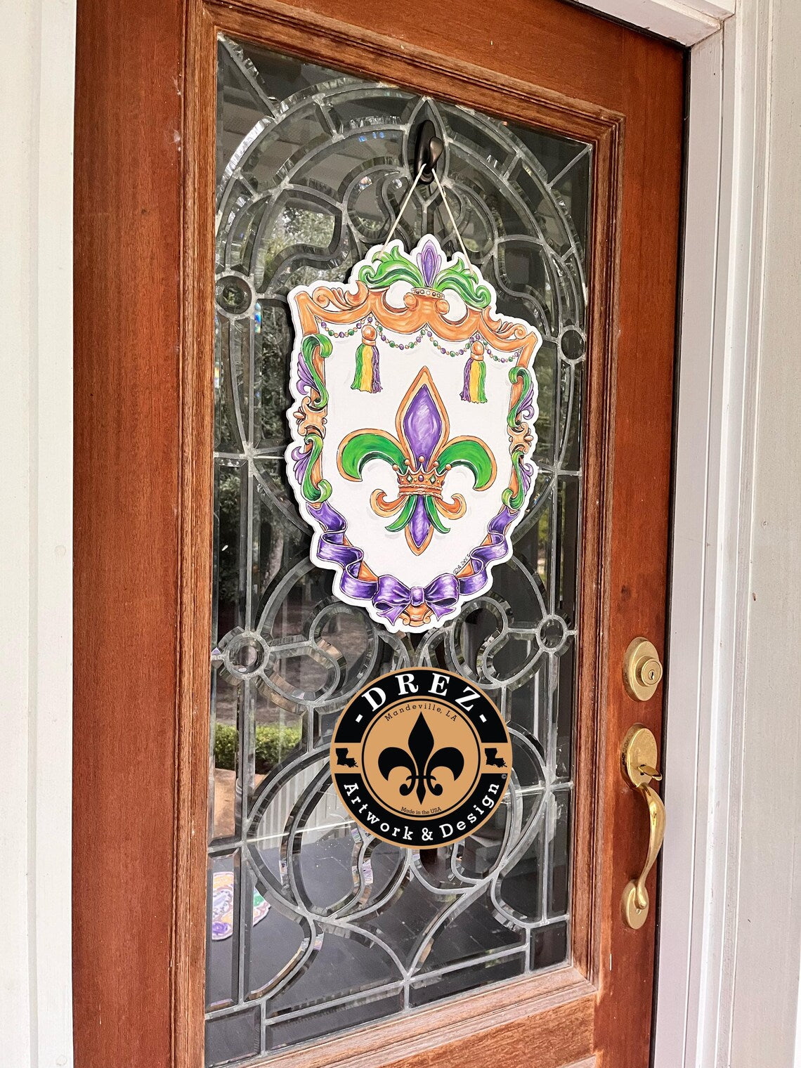 Mardi Gras Crest Door Hanger
