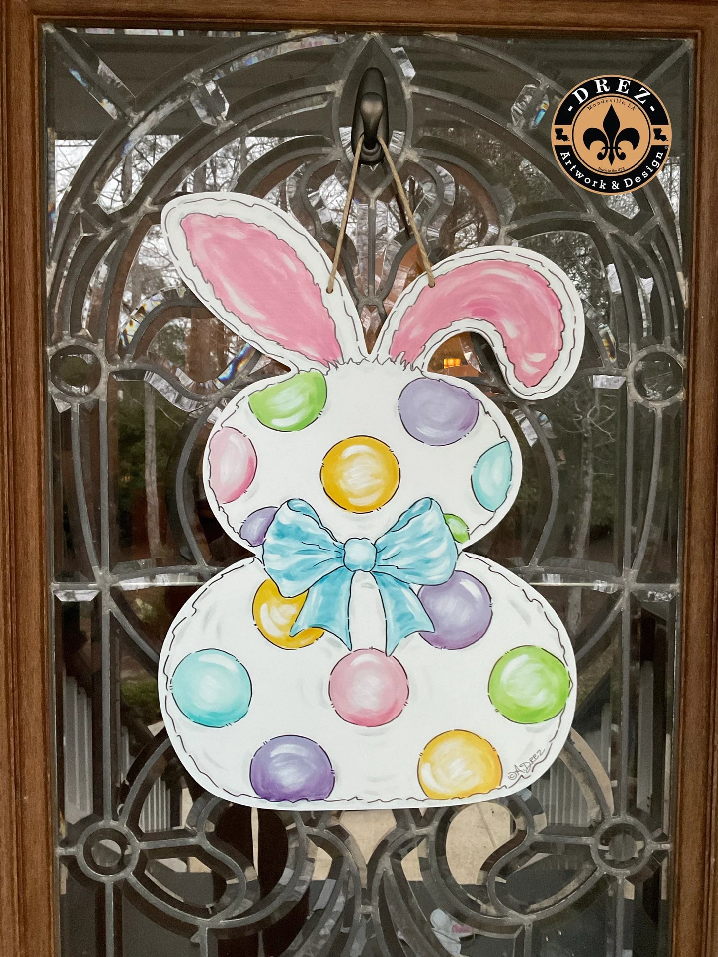 Easter Bunny with Polka Dots Door Hanger