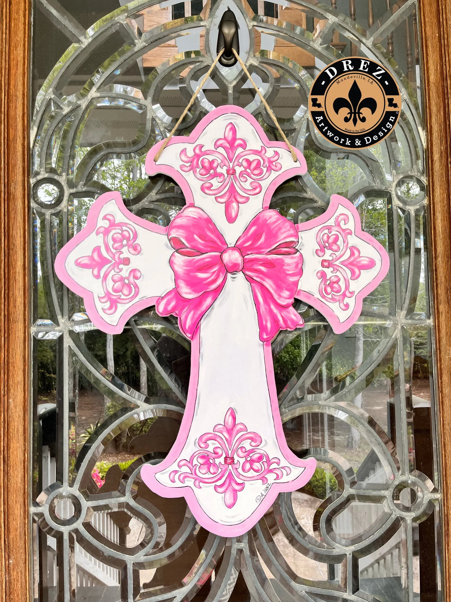 Baby Cross Pink Door Hanger