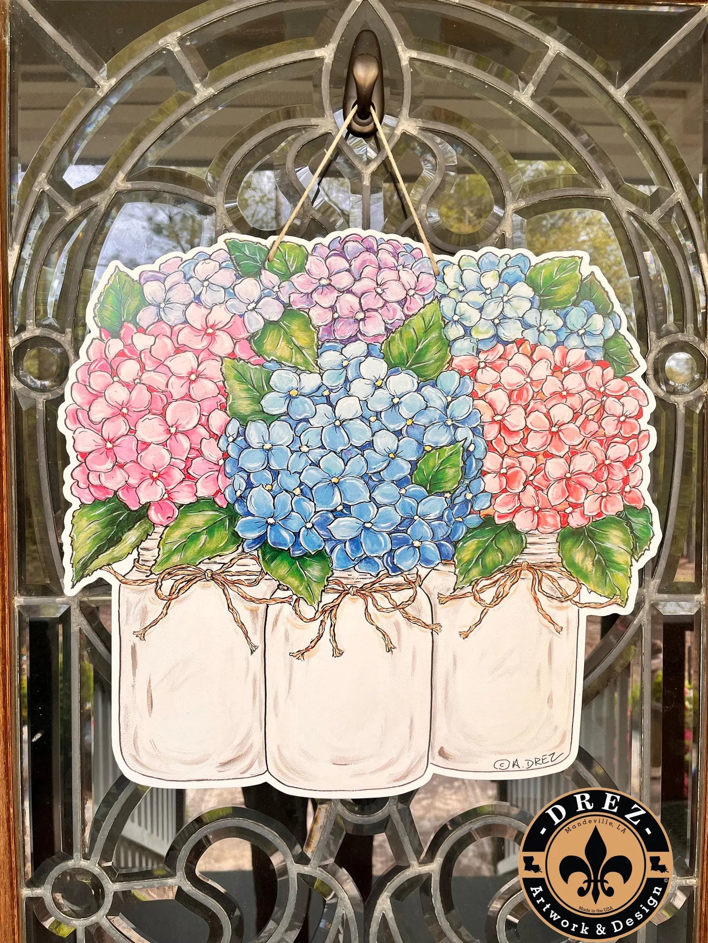 Hydrangea Mason Jar Trio Door Hanger