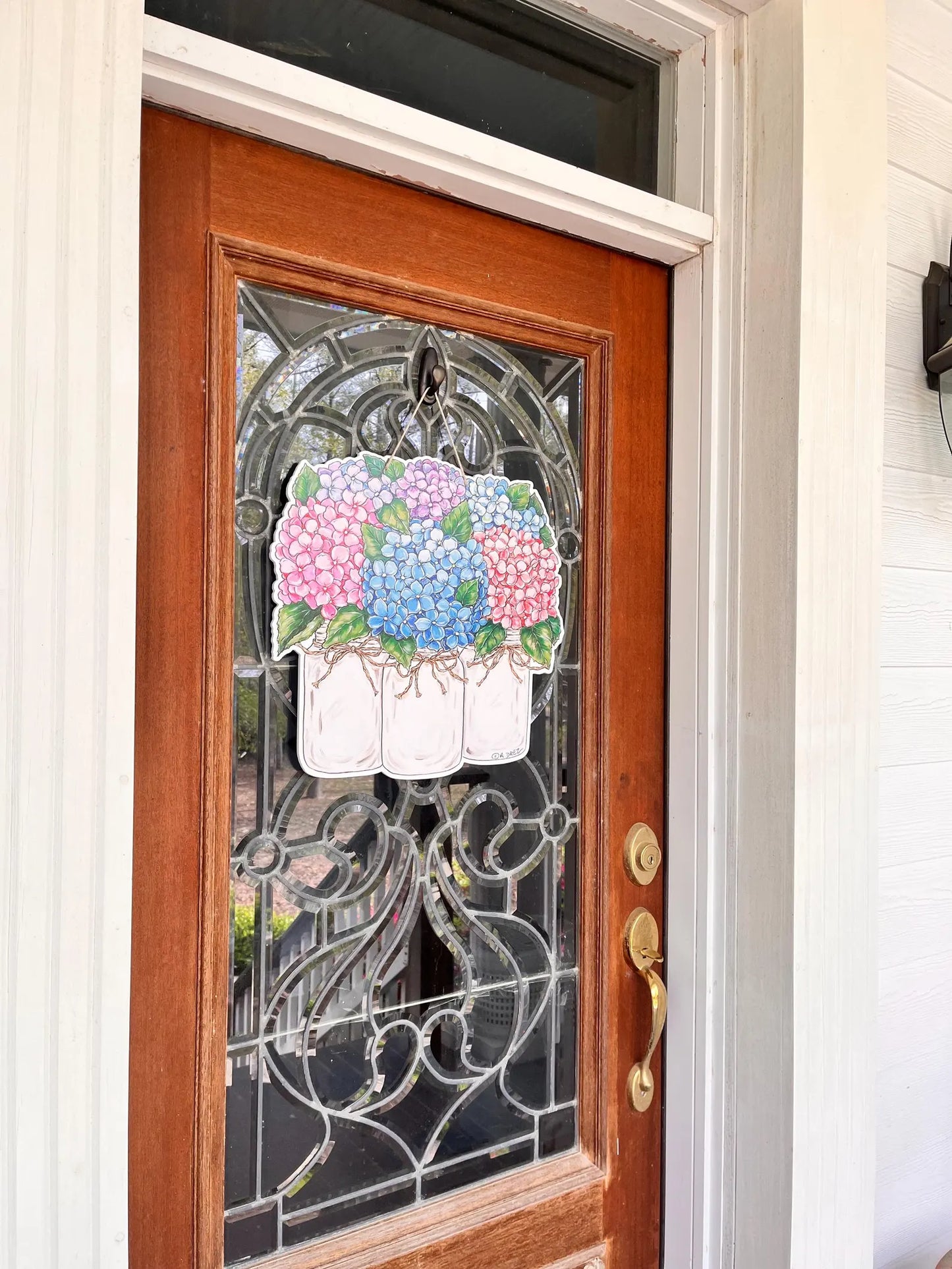 Hydrangea Mason Jar Trio Door Hanger