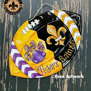 Football- Purple & Gold Door Hanger