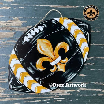 Football-Black & Gold Door Hanger
