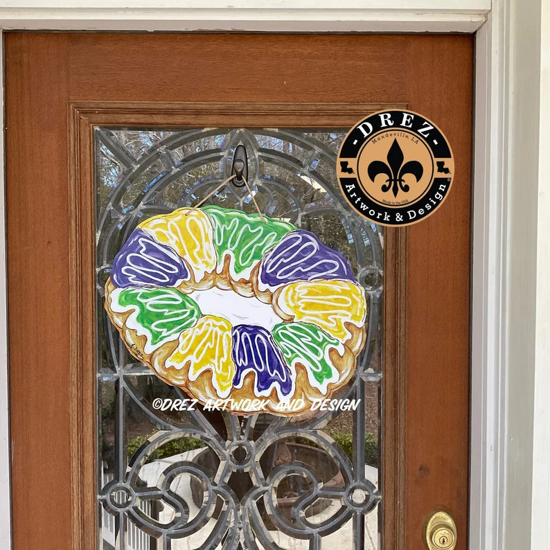 Mardi Gras King Cake Horizontal Door Hanger