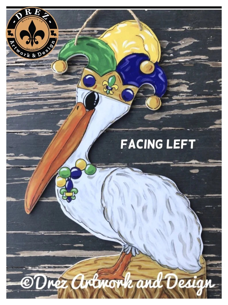 Mardi Gras Pelican Door Hanger