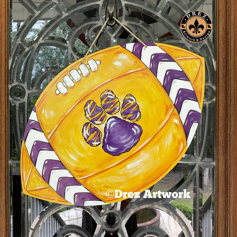 Football- Purple & Gold Door Hanger