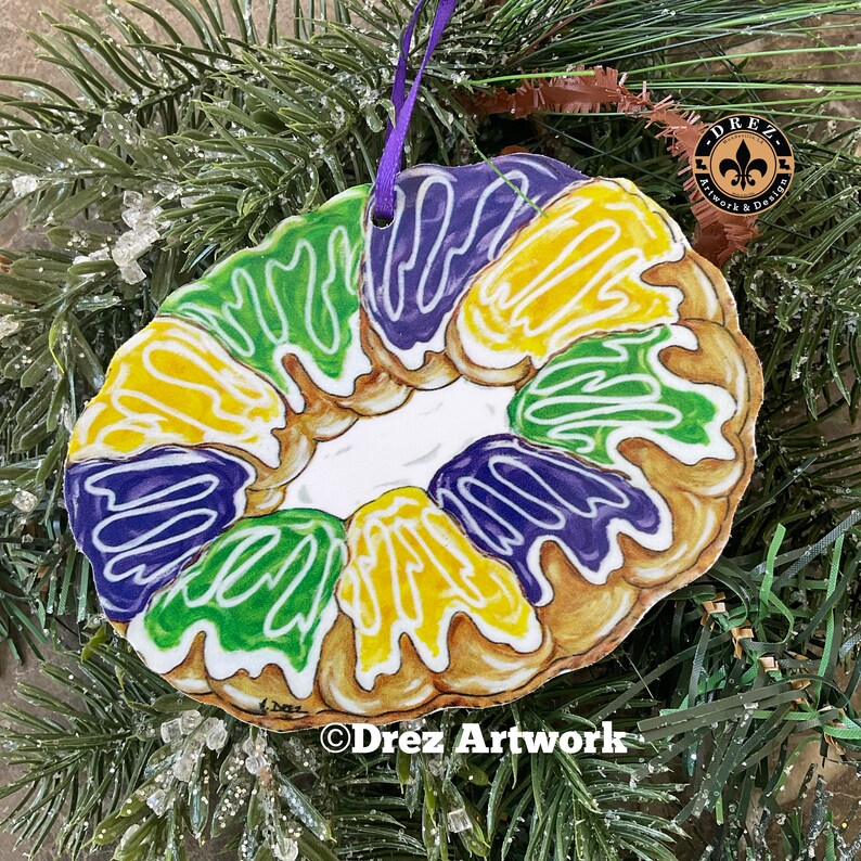Mardi Gras King Cake Horizontal Ornament