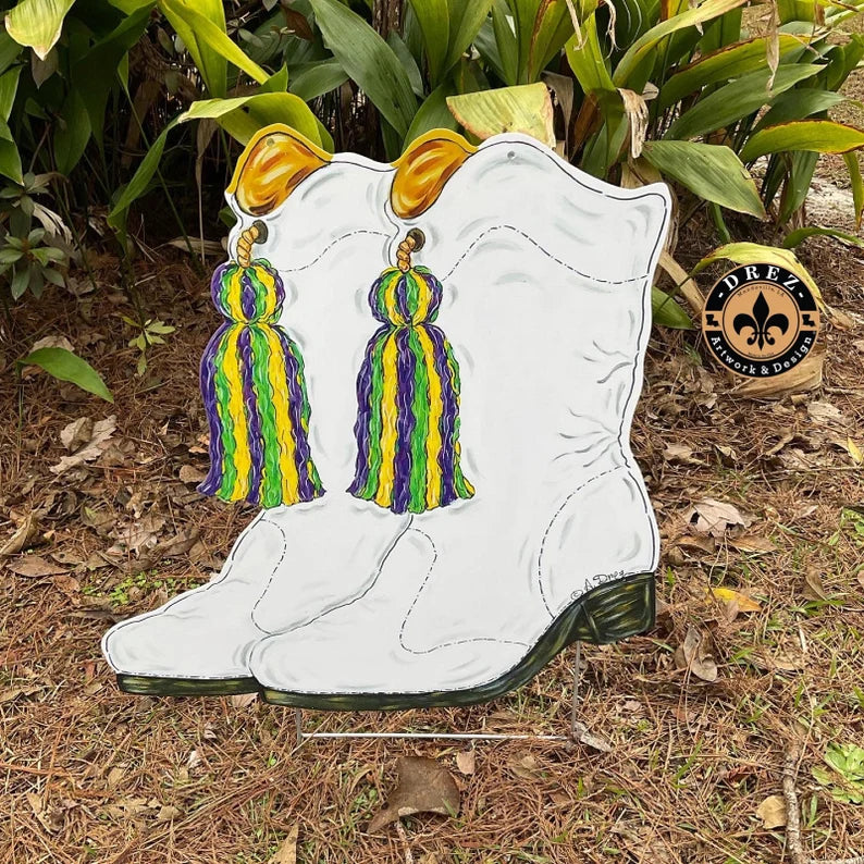 Mardi Gras Marching Boot Yard Stake