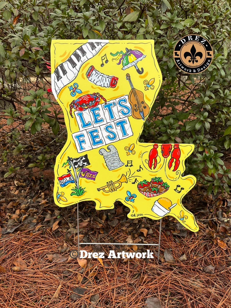 Louisiana Jazz Festival Let's Fest Yard Stake