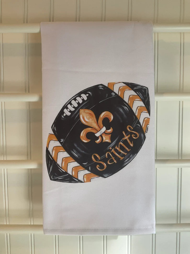 Football- Black & Gold w/Wording Tea Towel