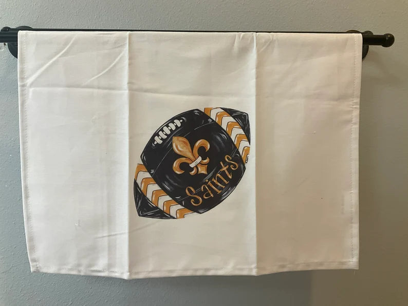 Football- Black & Gold w/Wording Tea Towel
