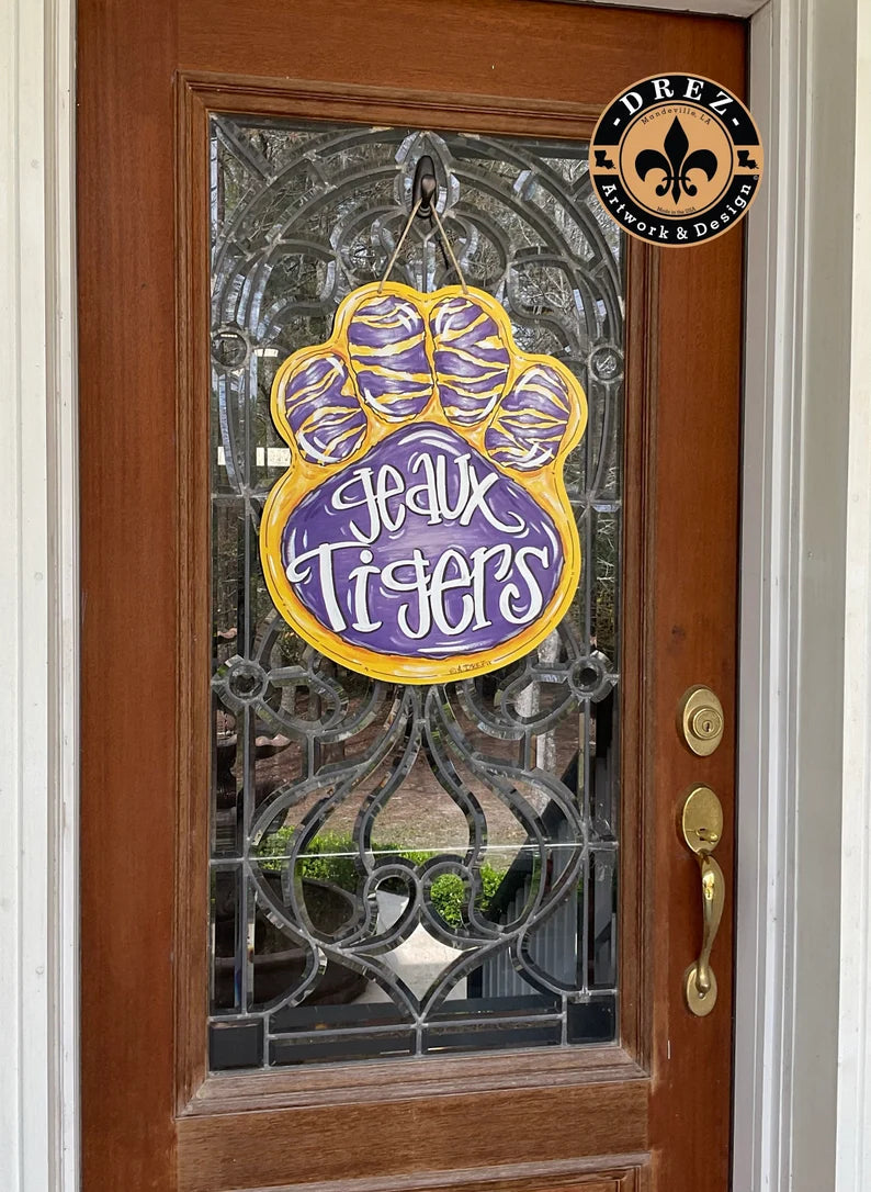 Paw- Purple & Gold Door Hanger