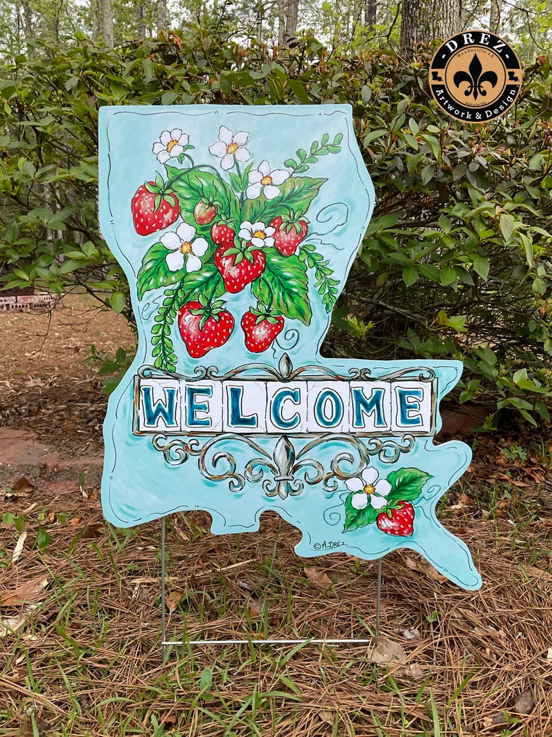 Louisiana Strawberry Festival Welcome Yard Stake