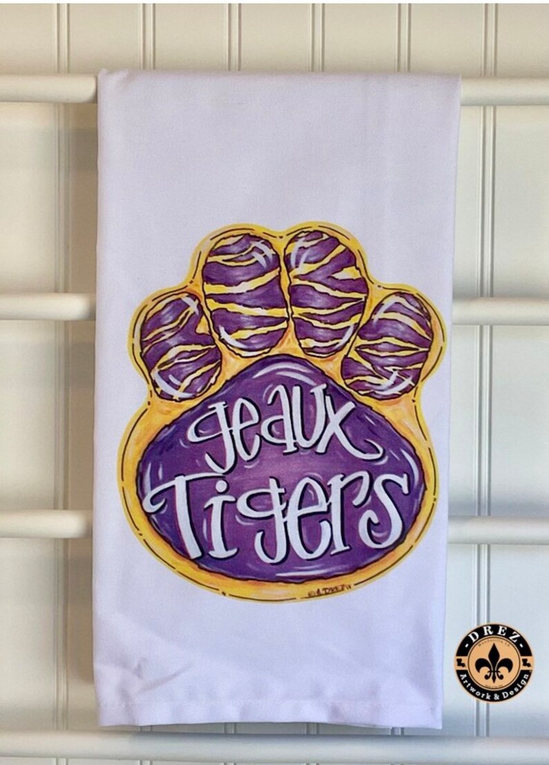Paw- Purple& Gold Tea Towel