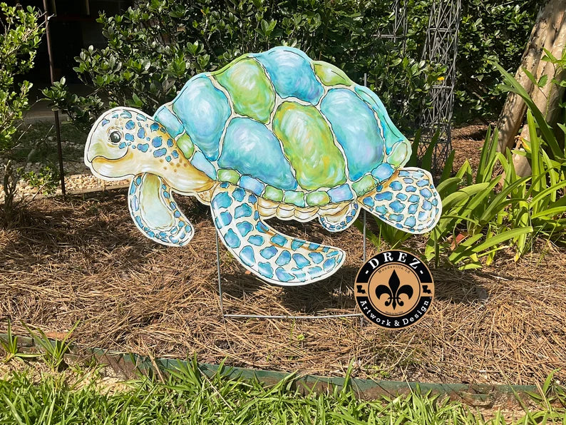 Sea Turtle Yard Stake
