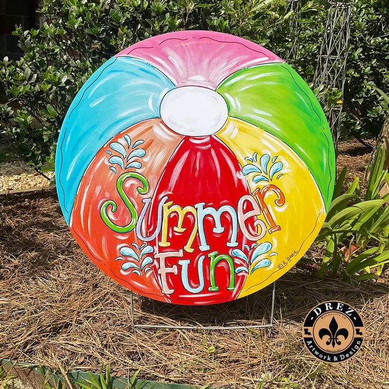 Beach Ball Summer Fun Yard Stake