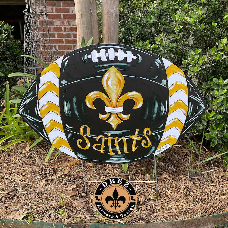 Football- Black & Gold w/Wording Yard Stake