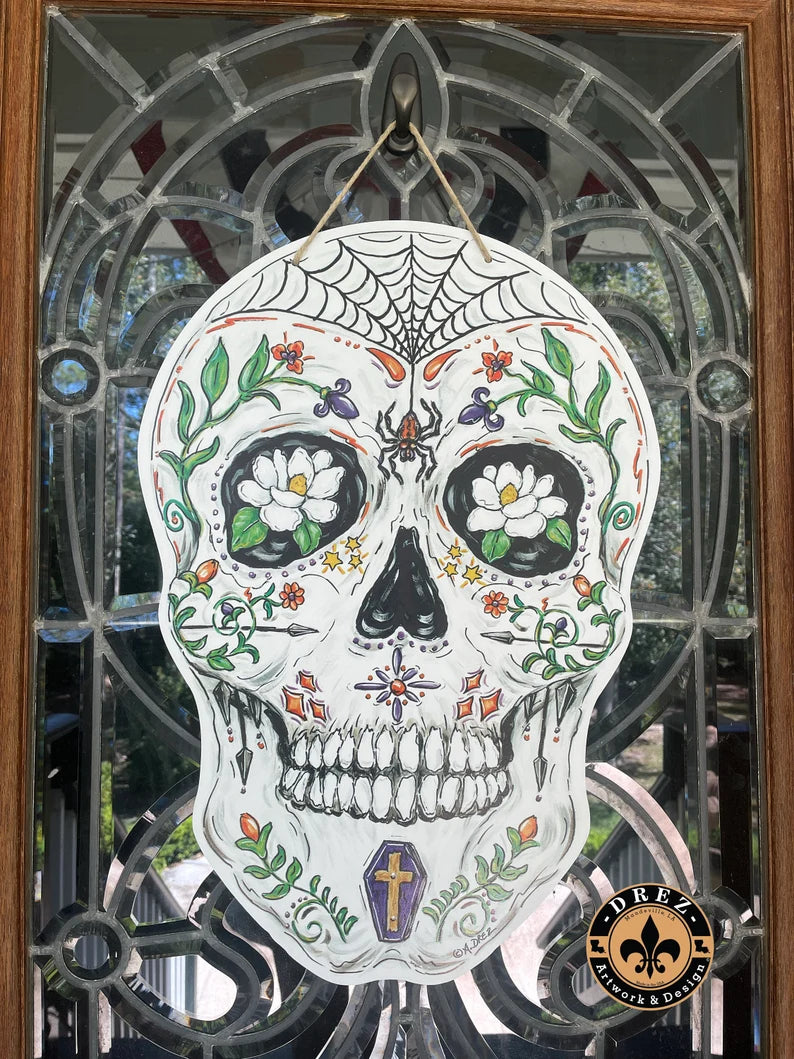 Halloween Sugar Skull Door Hanger